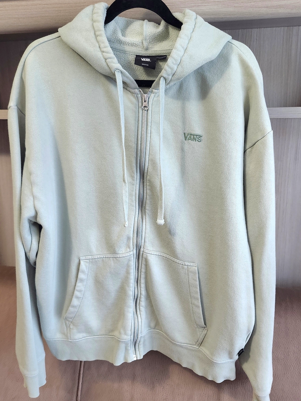 Vans Oversized Zip-Up Hoodie in Mint Green
